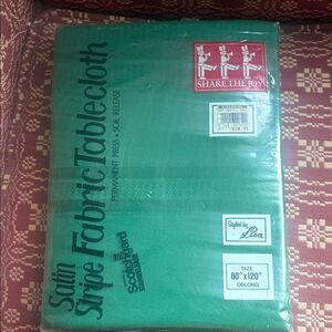 Vintage Green Satin Stripe Tablecloth 60x120”
